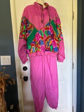 Vibrant Pink Colorblock Windbreaker Jumpsuit